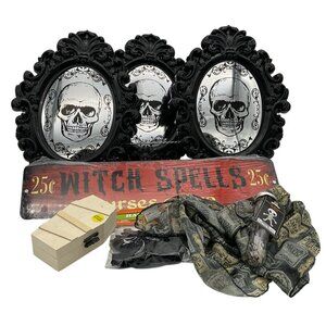 Halloween Junk Drawer Lot of 8 Miscellaneous Decor Scarf Puzzle Craft Items NWT